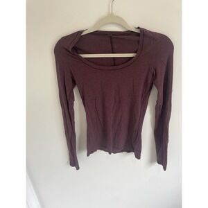 Lululemon Burgundy Scoop Neck Long Sleeve Lounge Basic T Shirt Size 4